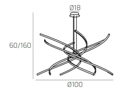 Sospensione Moderna Tornado Alluminio Oro Brunito Led 88W D.100Cm Luce Calda