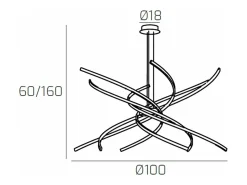 Sospensione Moderna Tornado Alluminio Bianco Led 88W D.100Cm Luce Calda