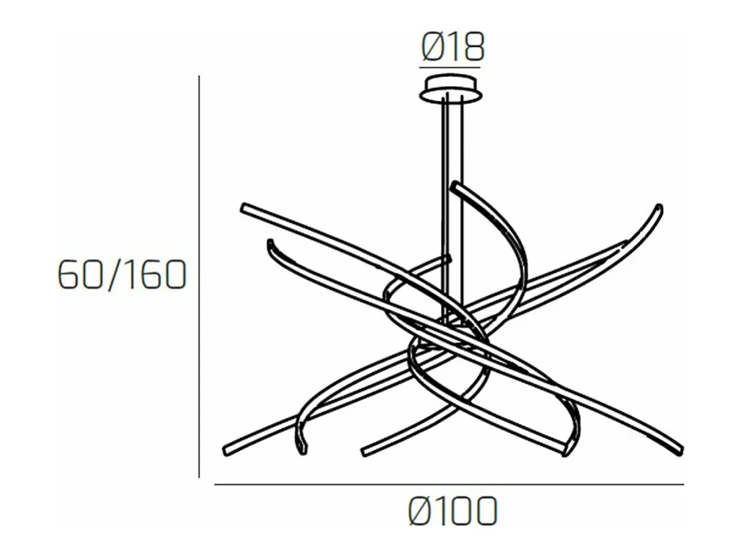 Sospensione Moderna Tornado Alluminio Bianco Led 88W D.100Cm Luce Calda