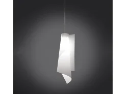 Sospensione Moderna Vela Polilux ® Bianco E Metallo Cromo 1 Luce E27 H68Cm