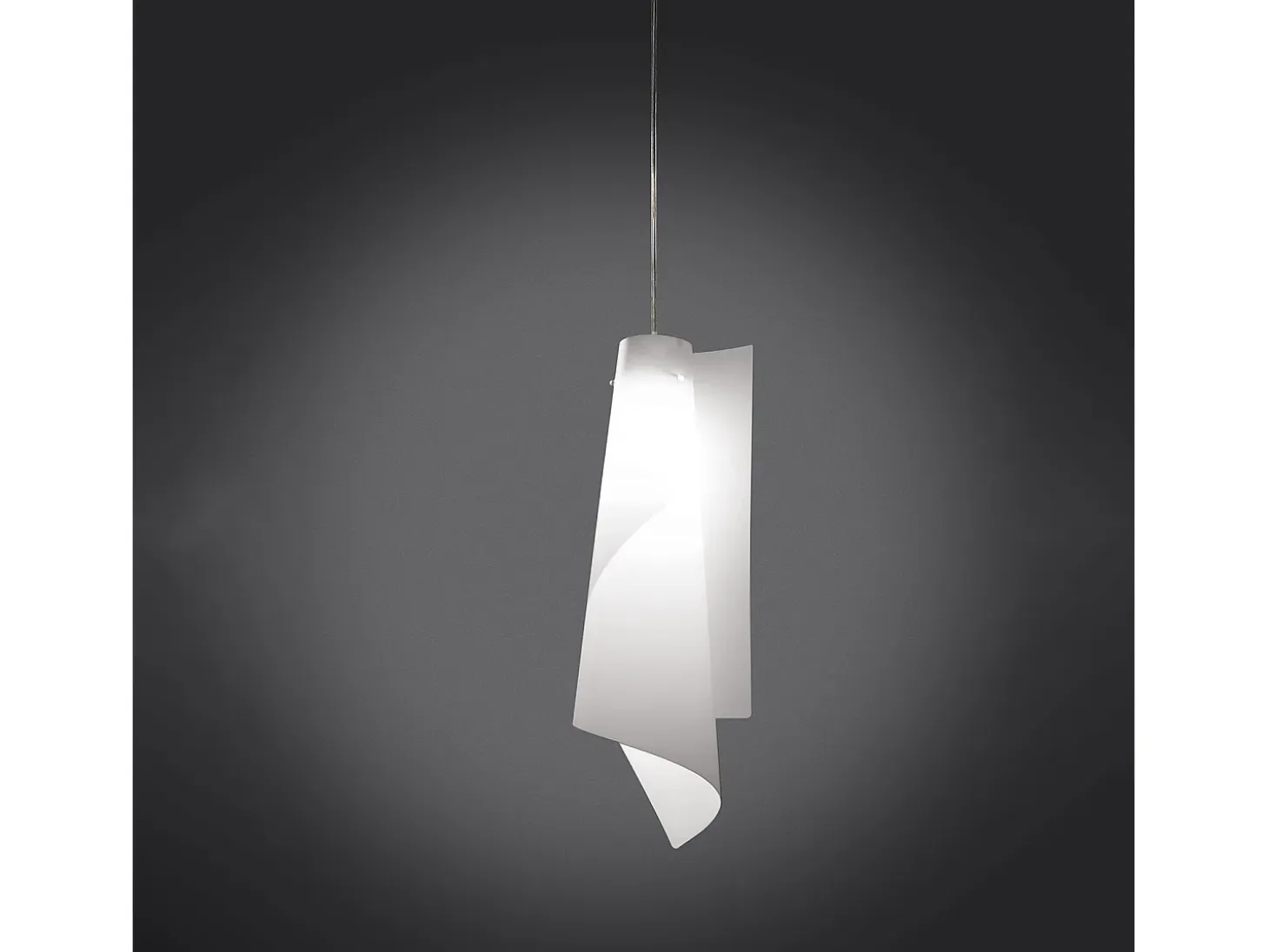 Sospensione Moderna Vela Polilux ® Bianco E Metallo Cromo 1 Luce E27 H68Cm