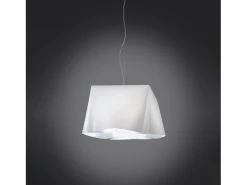 Sospensione Moderna Wanda Polilux ® Bianco E Metallo Cromo 1 Luce E27 D45Cm