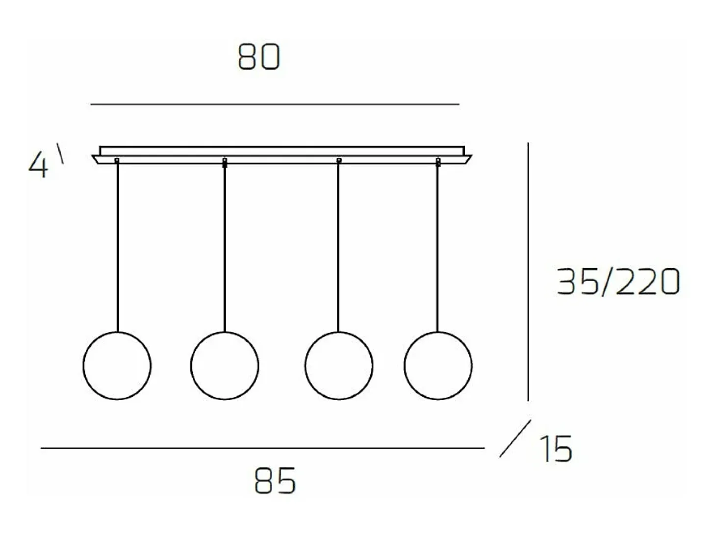 Sospensione Ottone Satinato 4 Luci Rettangolare Vetri 2X Tr + 2X Bf