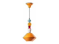 Sospensione Piccola Vintage Decò Lariat Ceramica Giallo 1 Luce E27