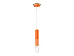 Sospensione Piccola Vintage Decò Pi Ceramica Arancio Pesca 1 Luce E27
