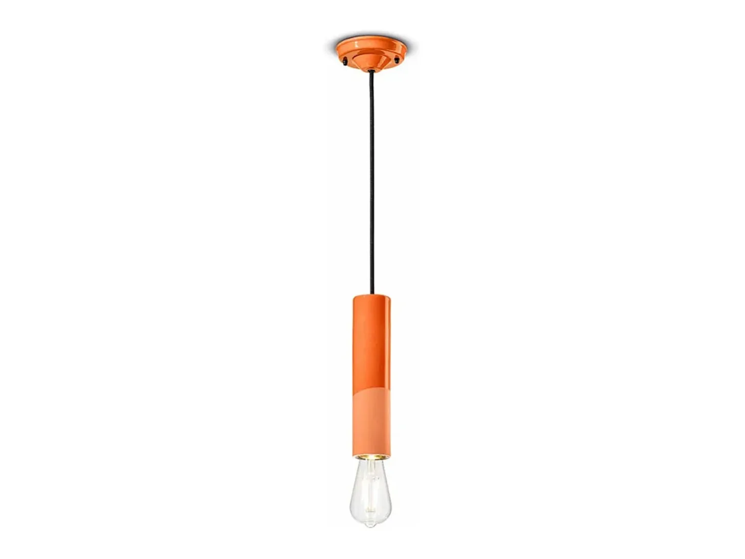 Sospensione Piccola Vintage Decò Pi Ceramica Arancio Pesca 1 Luce E27