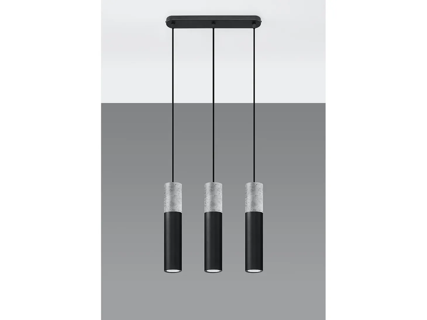 Sospensione Tripla Grigio Chiaro, Nero GU10 Lámpara colgante triple gris, negra GU10