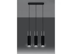 Sospensione Tripla Grigio Chiaro, Nero GU10 Lámpara colgante triple gris, negra GU10