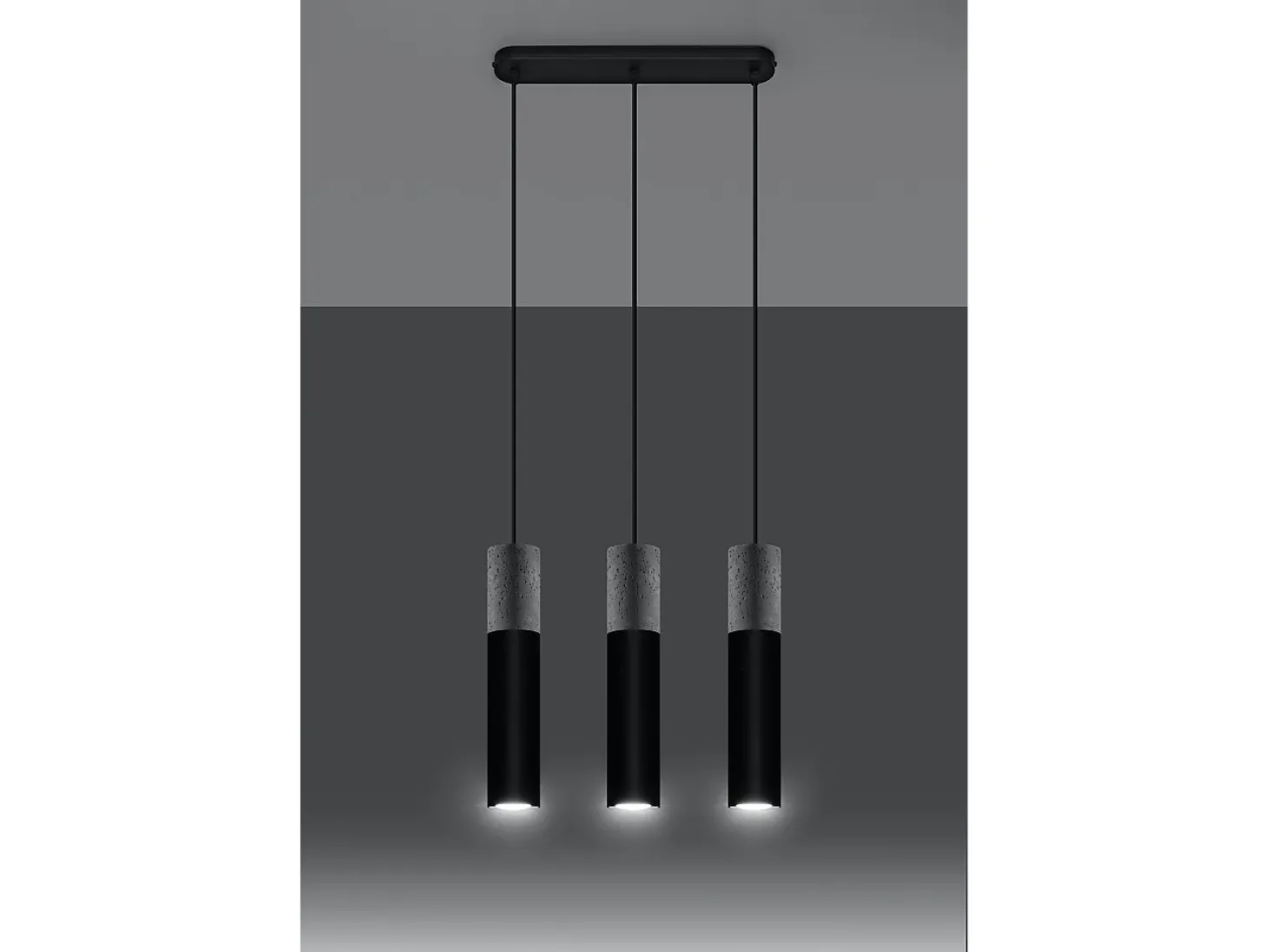 Sospensione Tripla Grigio Chiaro, Nero GU10 Lámpara colgante triple gris, negra GU10