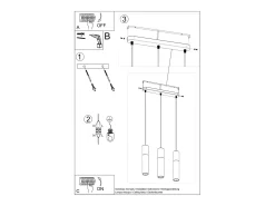 Sospensione Tripla Grigio Chiaro, Bianco GU10 Lámpara colgante triple gris, blanca GU10