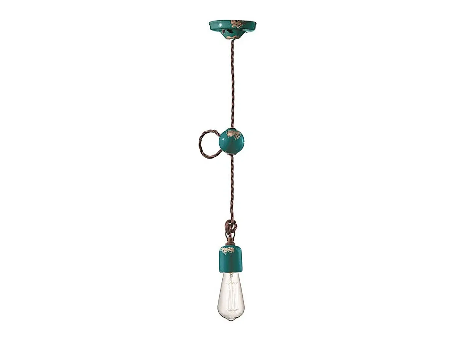 Sospensione Vintage Ceramica Verde 1 Luce E27