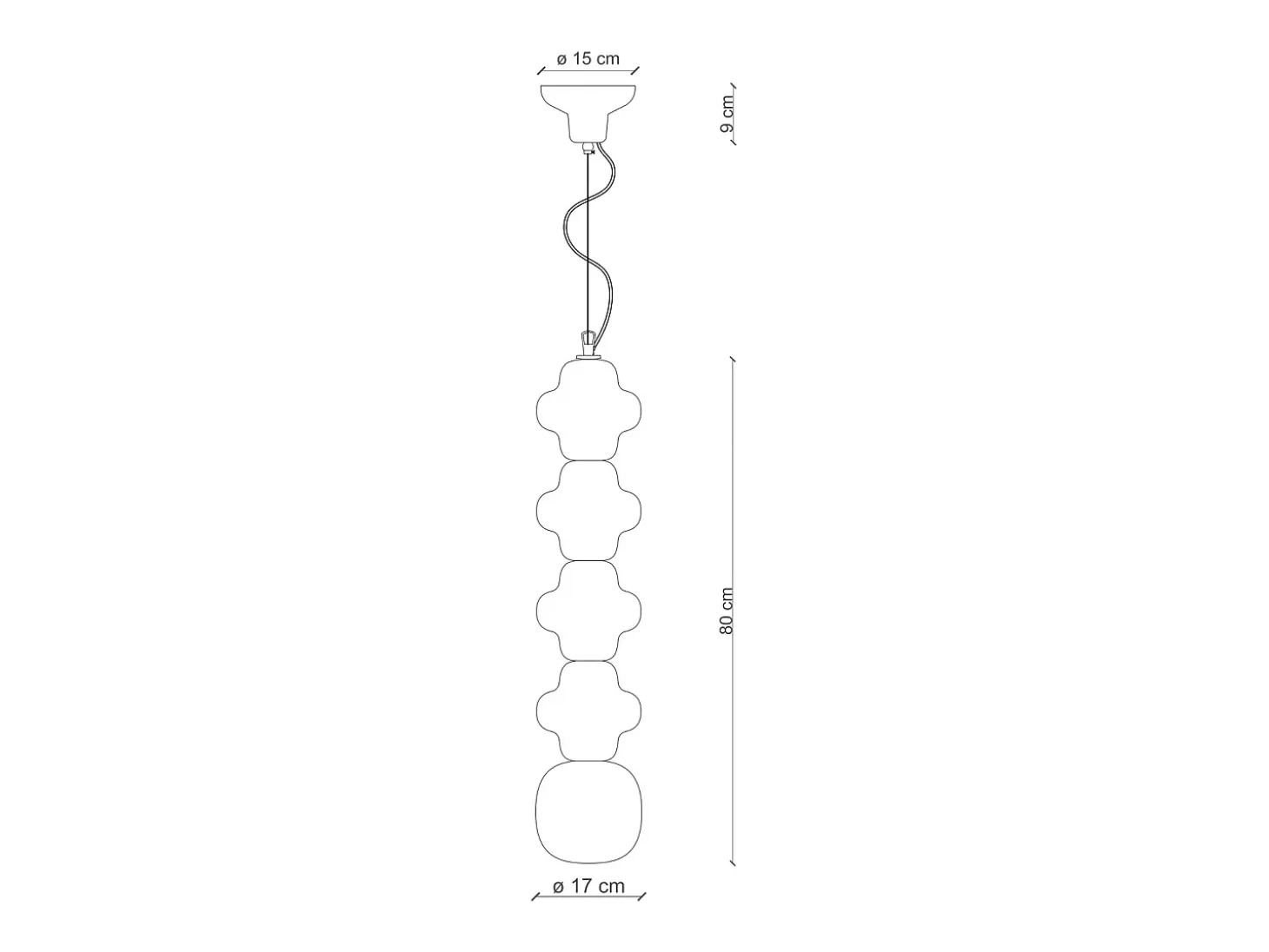 Sospensione Vintage Decò Copacabana 4 Moduli Ceramica Bianca 1 Luce E27