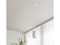 Sottile Lampada a Sospensione Cilindrica Bianca 15cm E27 Lámpara Colgante Slim Cilíndrica Blanco 15cm E27