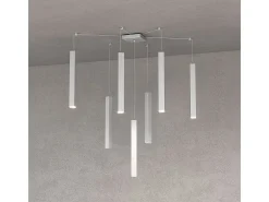 Square Tube Sospensione 7 Luci Grigio Cavo Cm.250 Con Base
