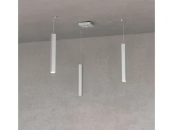 Square Tube Sospensione 3 Luci Grigio Cavo Cm.250 Con Base