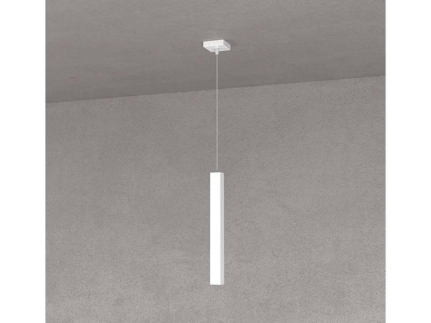Square Tube Sospensione 1 Luce Bianco Cavo Cm.250 Con Base