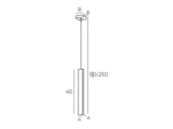Square Tube Sospensione 1 Luce Bianco Cavo Cm.250 Con Base