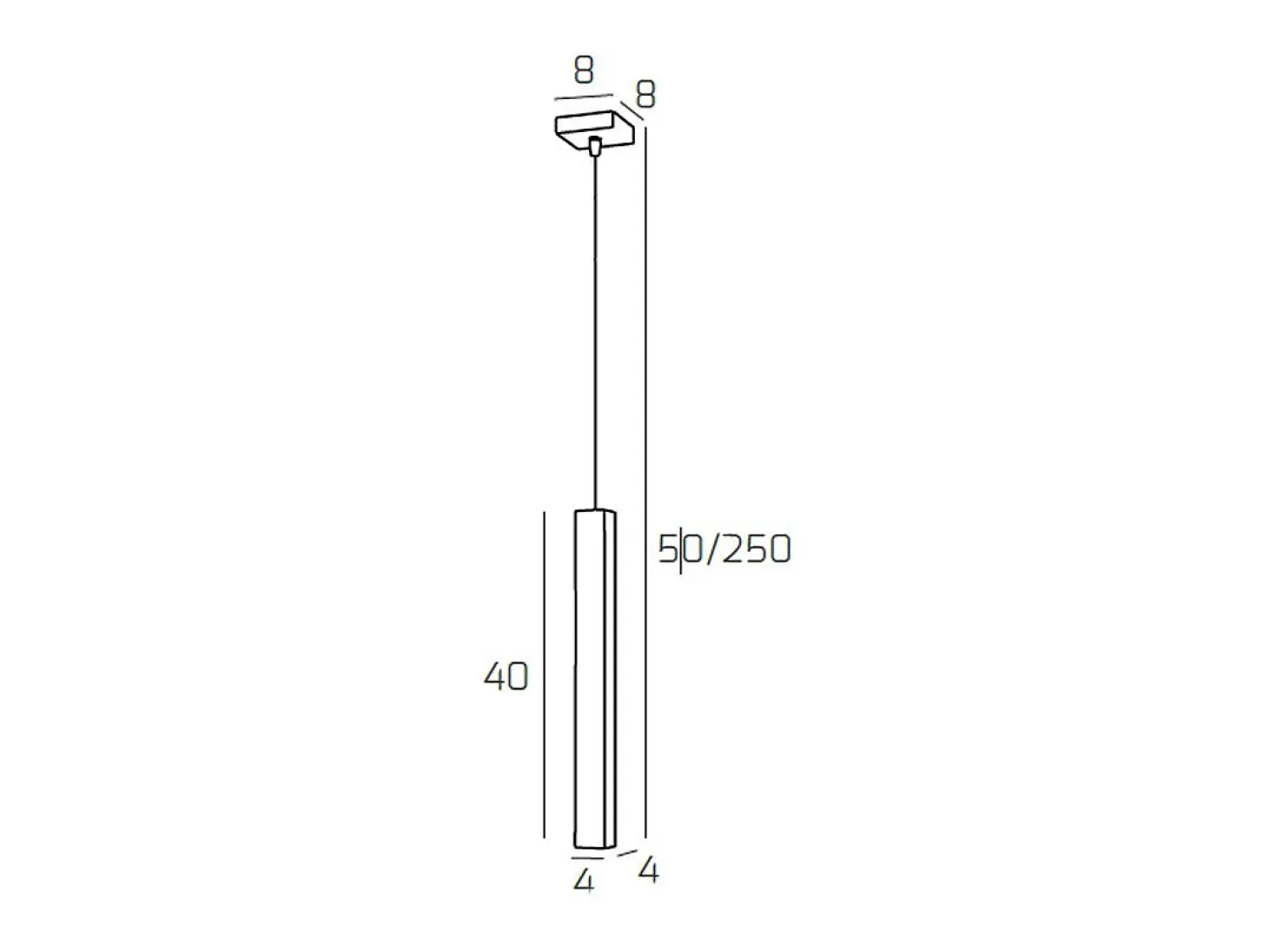 Square Tube Sospensione 1 Luce Bianco Cavo Cm.250 Con Base