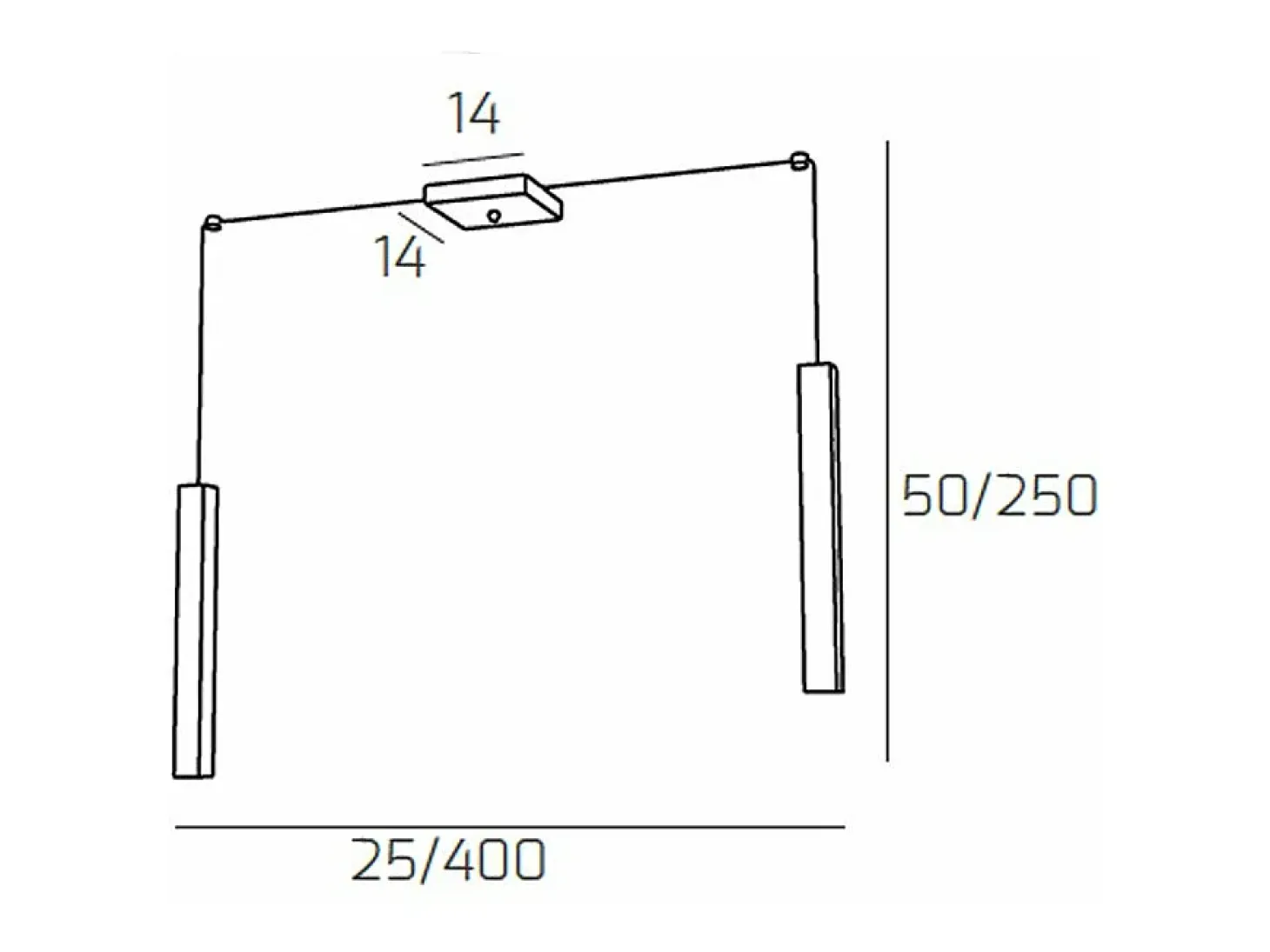 Square Tube Sospensione 2 Luci Sabbia Cavo Cm.250 Con Base