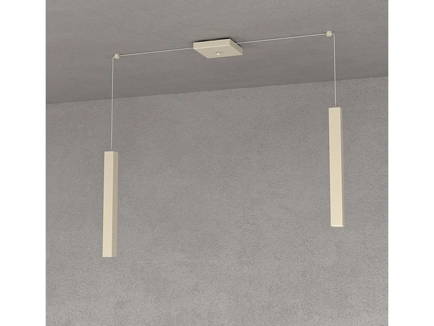Square Tube Sospensione 2 Luci Sabbia Cavo Cm.250 Con Base