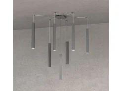 Square Tube Sospensione 7 Luci Grigio Antracite Cavo Cm.250 Con Base