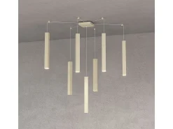 Square Tube Sospensione 7 Luci Sabbia Cavo Cm.250 Con Base