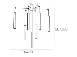 Square Tube Sospensione 7 Luci Sabbia Cavo Cm.250 Con Base