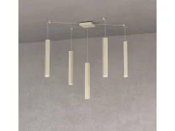 Square Tube Sospensione 5 Luci Sabbia Cavo Cm.250 Con Base