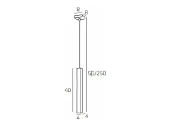 Square Tube Sospensione 1 Luce Nero Cavo Cm.250 Con Base