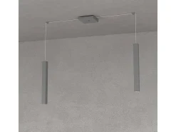 Square Tube Sospensione 2 Luci Grigio Antracite Cavo Cm.250 Con Base