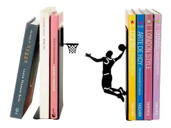 Sujetalibros de metal negro Sport Basketteur