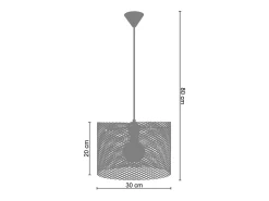 Suspensión TOSEL , metal,Blanco ,A80xD30xP30cm