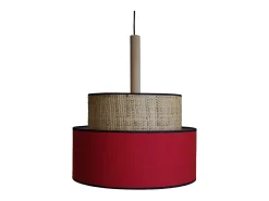 Suspensión TOSEL , metal-fibra,Rojo, A 90xD20x P 20cm