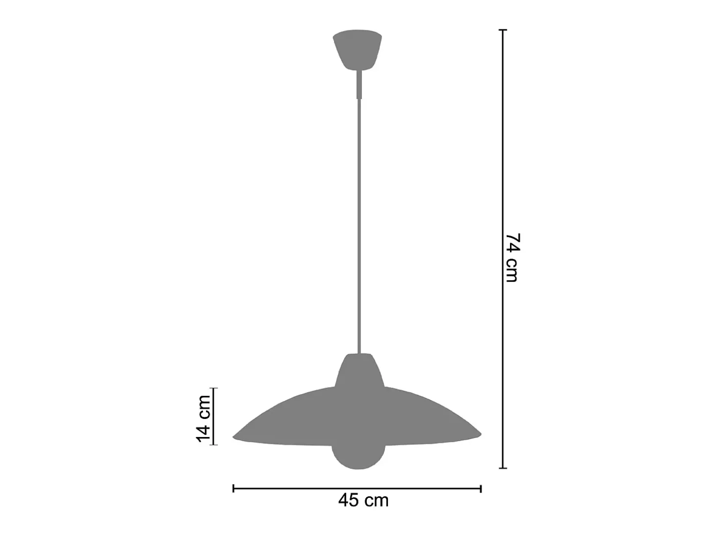 Suspensión TOSEL , vidrio,Gris , A74xD45xP 45cm