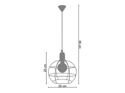 Suspensión TOSEL ,metal. ,Blanco ,A85xD 25xP25cm