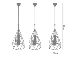 Suspensión TOSEL ,metal ,Blanco,A96xD 20x P 20cm