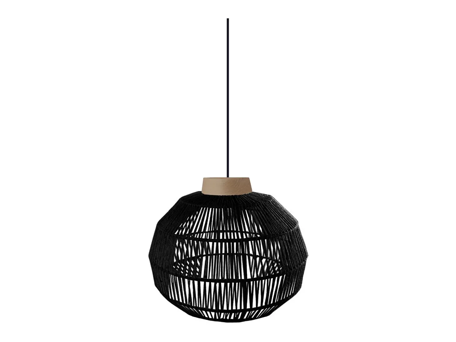 Suspensión TOSEL ,metal, fibra,Negro ,A90x D 25xP25 cm