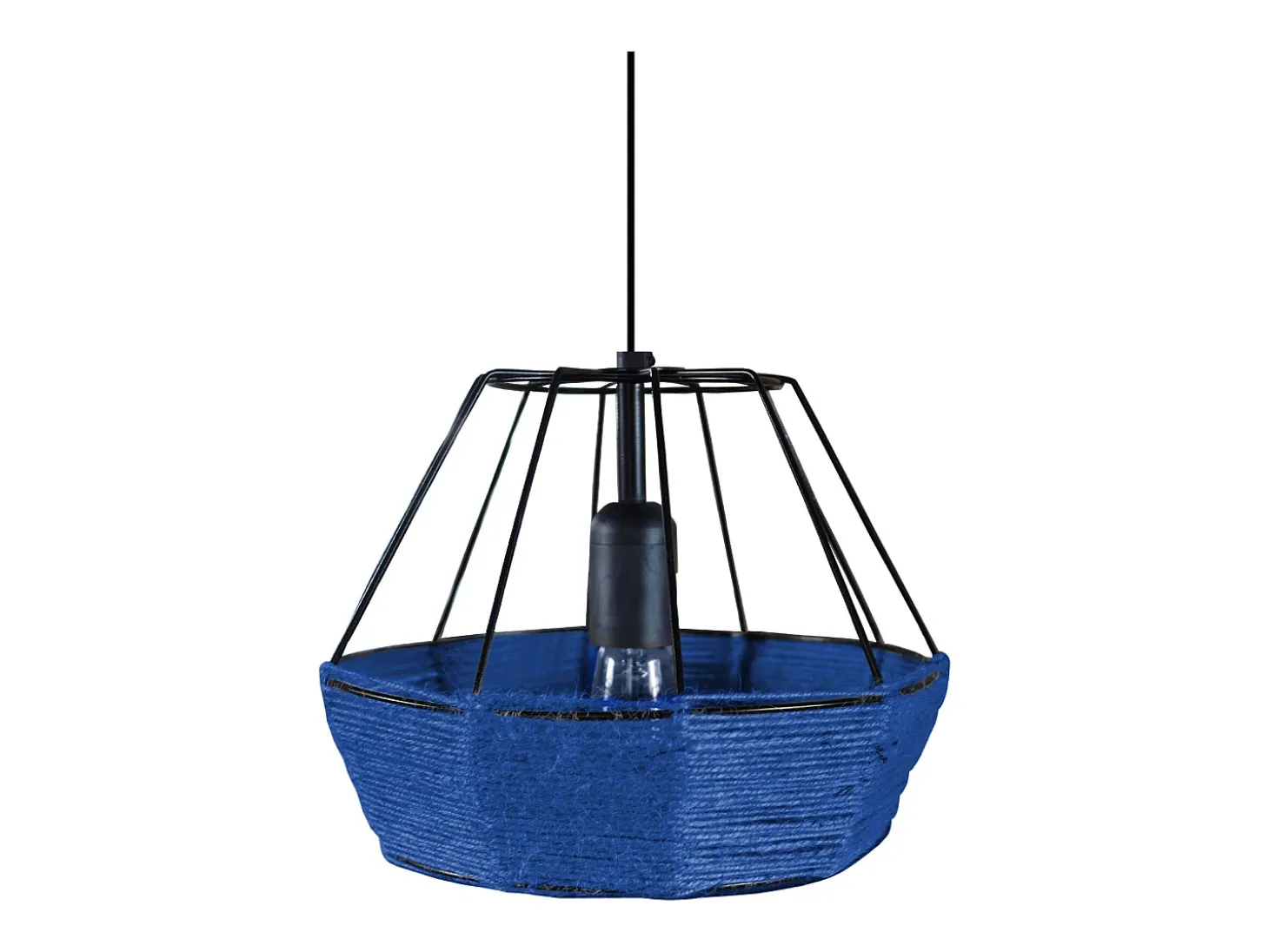 Suspensión TOSEL ,metal, fibra,Azul ,A90xD25x P25cm