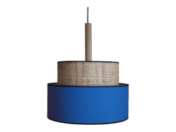 Suspensión TOSEL ,metal, fibra,Azul ,A 98xD 60x P 60cm