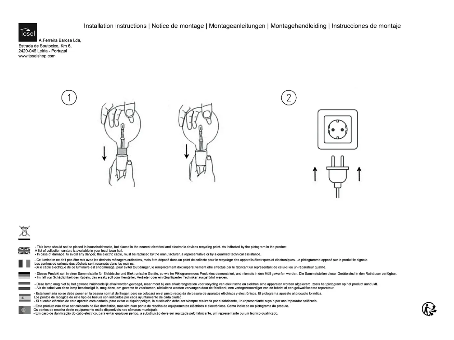 Suspensión TOSEL ,metal, fibra,Blanco,A 70xD 60x P 60cm