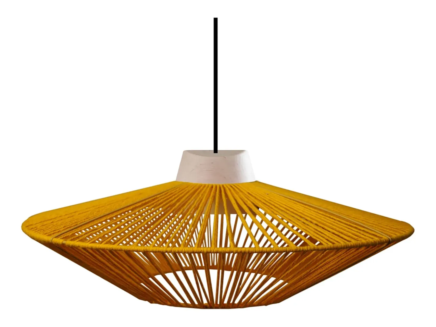 Suspensión TOSEL ,metal, fibra,AMARILLO, A90x D 60xP60cm