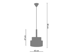 Suspensión TOSEL ,metal, fibra,Blanco,A 89xD 40x P 40cm