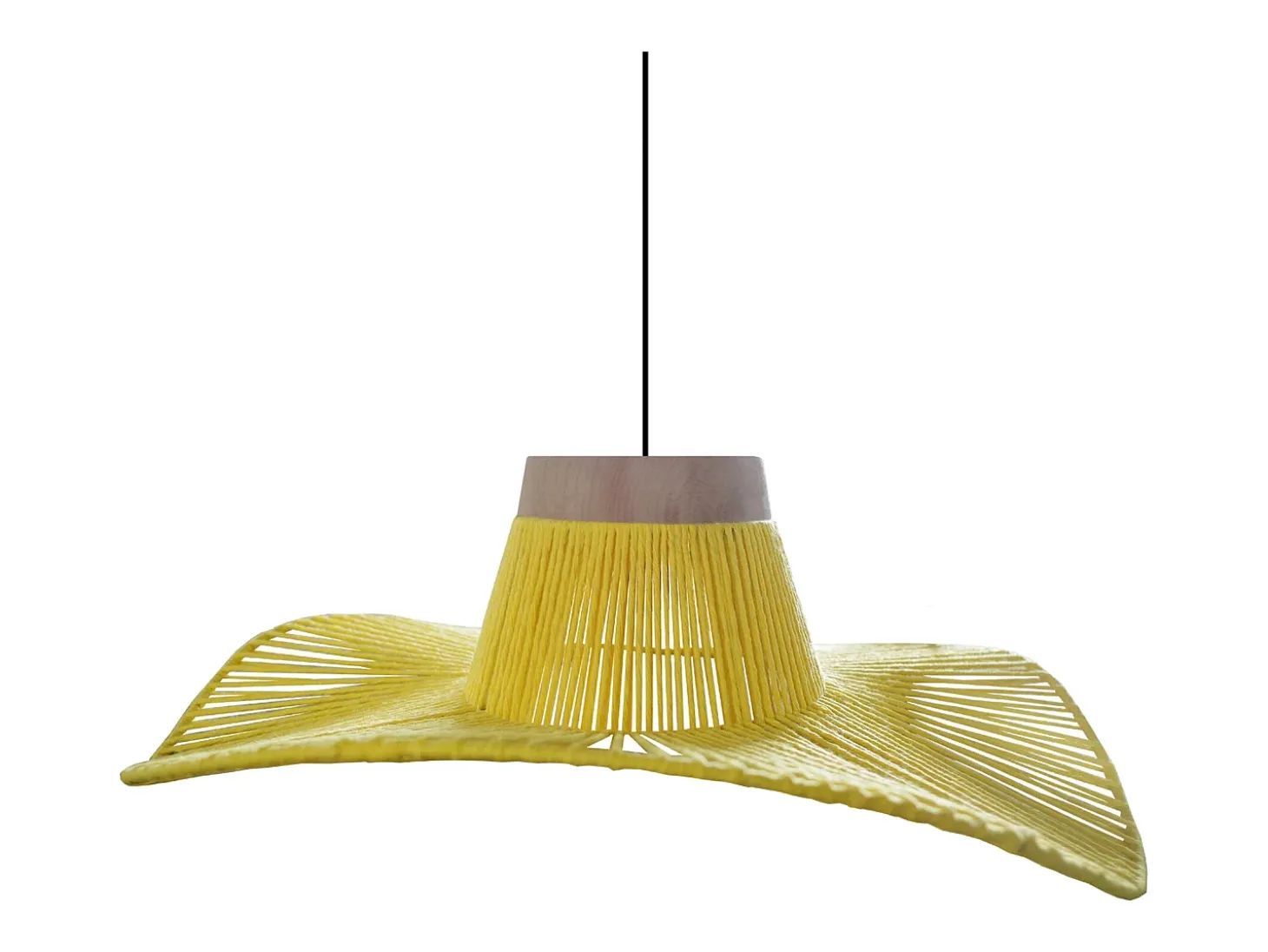 Suspensión TOSEL ,metal, fibra,AMARILLO,A70xD 50x P 50cm