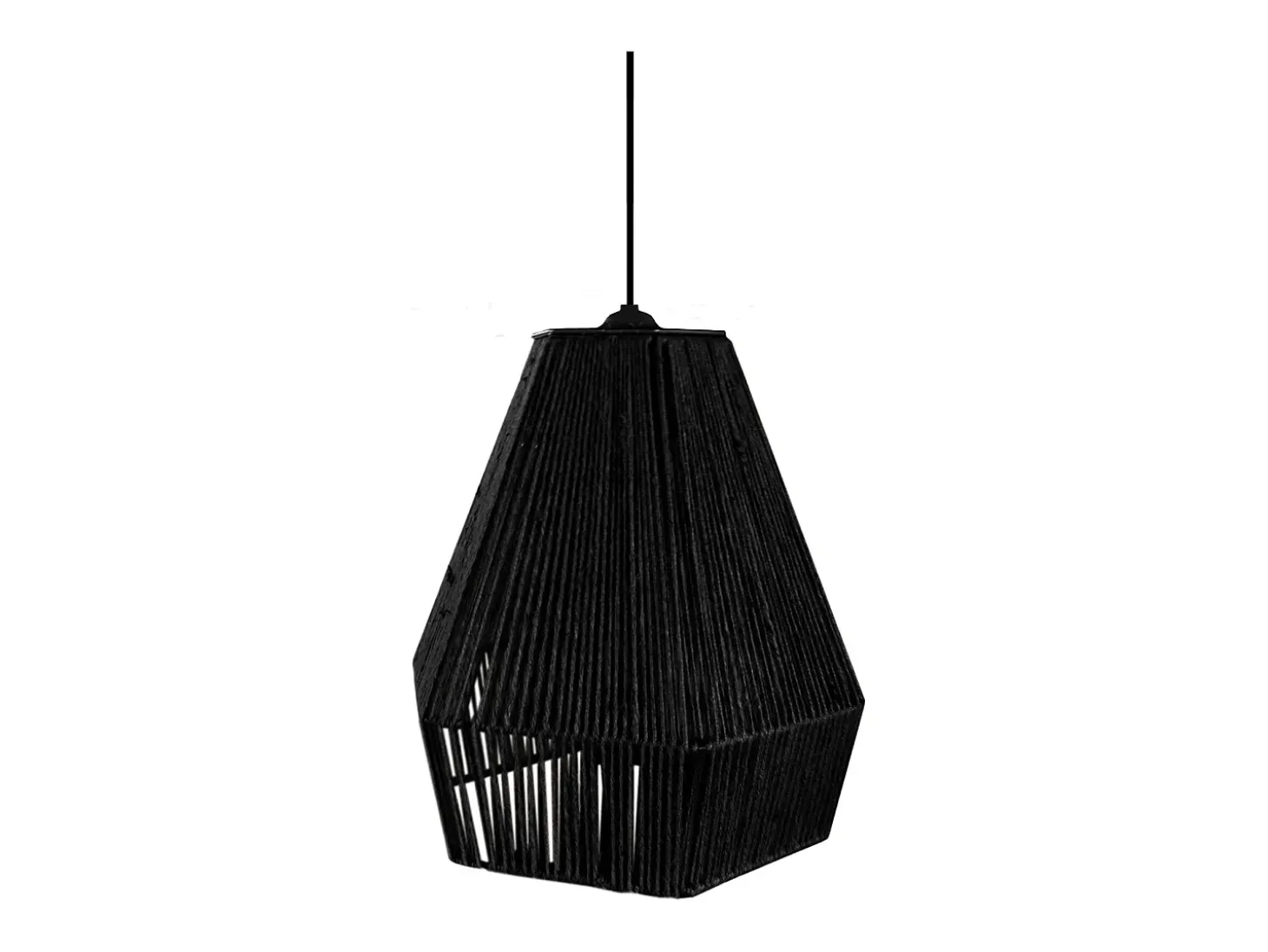 Suspensión TOSEL ,metal, fibra,Negro , A 90xD30x P 30cm