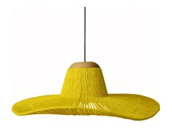 Suspensión TOSEL ,metal, fibra,AMARILLO, A 70xD60x P 60cm