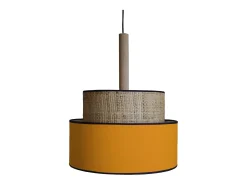 Suspensión TOSEL ,metal, fibra,AMARILLO,A95xD 50x P 50cm