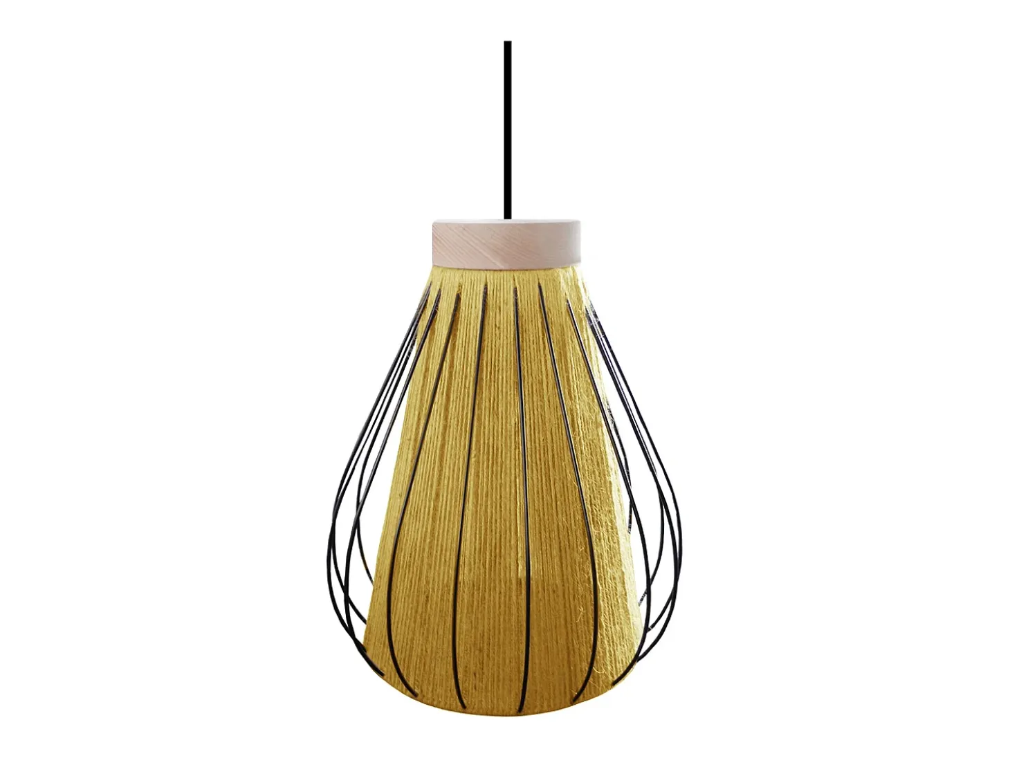 Suspensión TOSEL ,metal, fibra,AMARILLO,A90x D28xP28cm