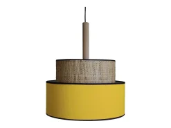 Suspensión TOSEL ,metal, fibra,AMARILLO,A98x D60xP60cm