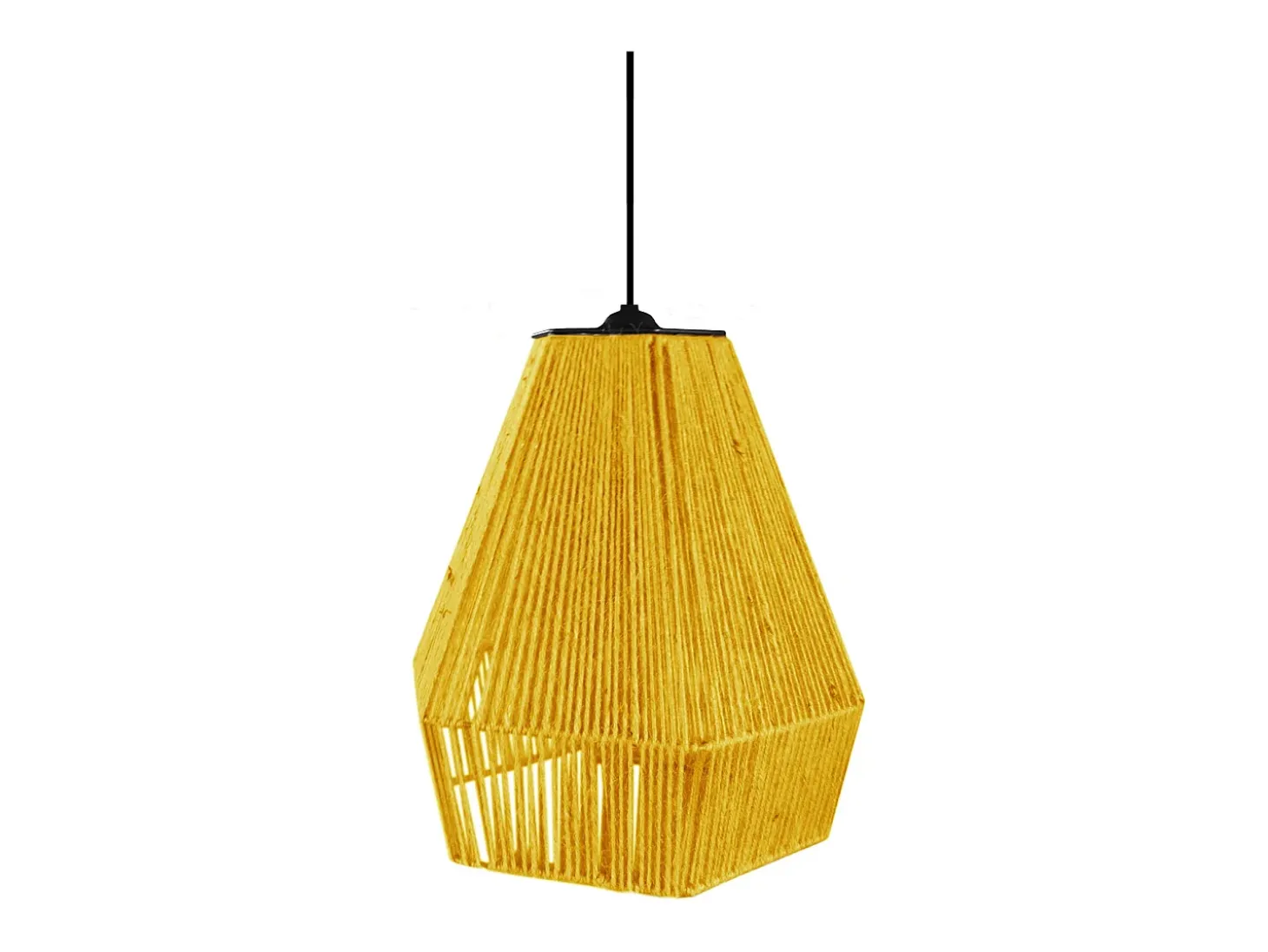 Suspensión TOSEL ,metal, fibra,AMARILLO,A90xD 30x P 30cm