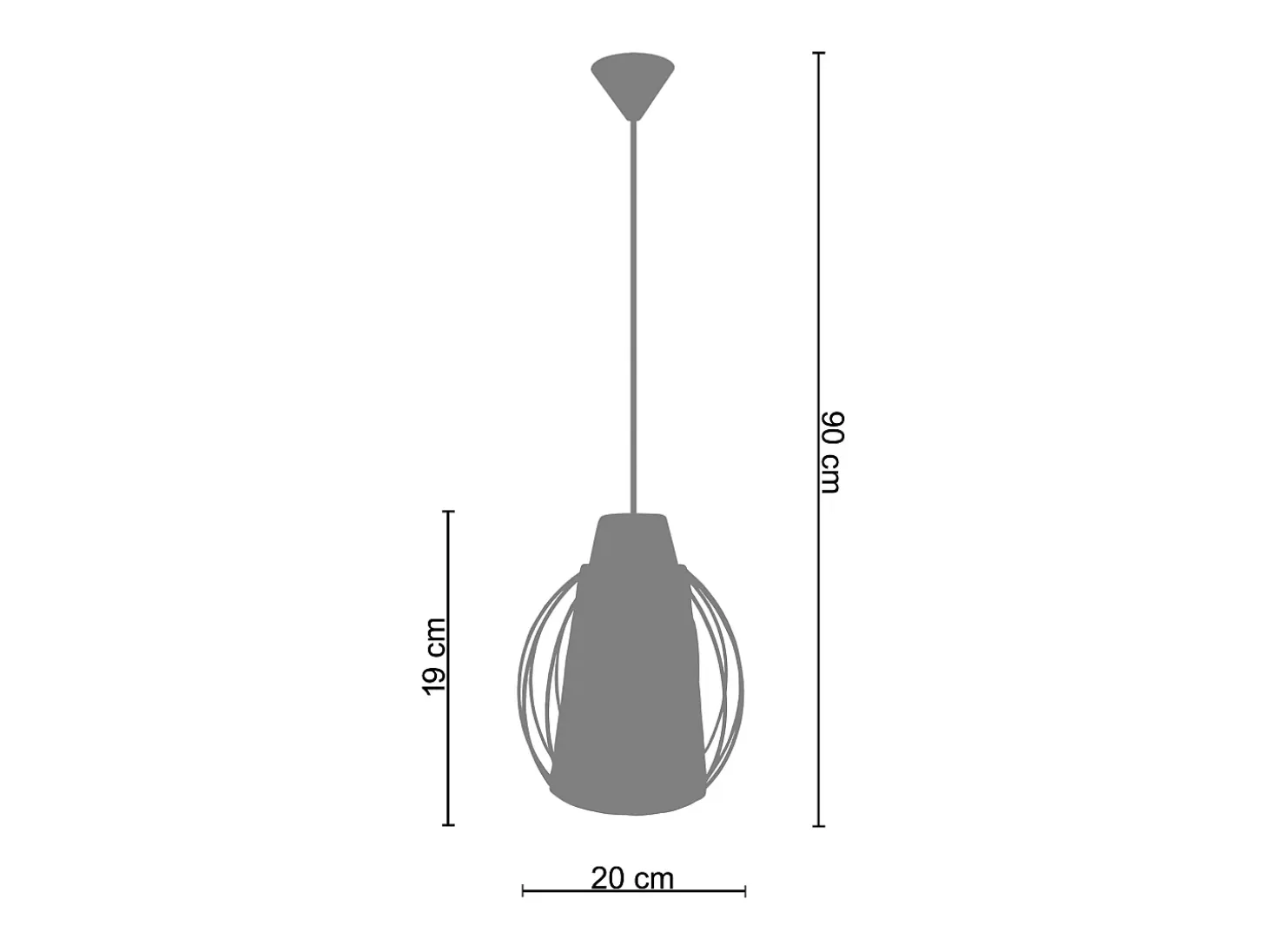 Suspensión TOSEL ,metal, fibra,natural,A 90xD20x P 20cm